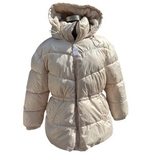 GAP COLDCONTROL MAX Puffer Coat XL Water Resistant Hood Recycled‎ Fill NWT Beige